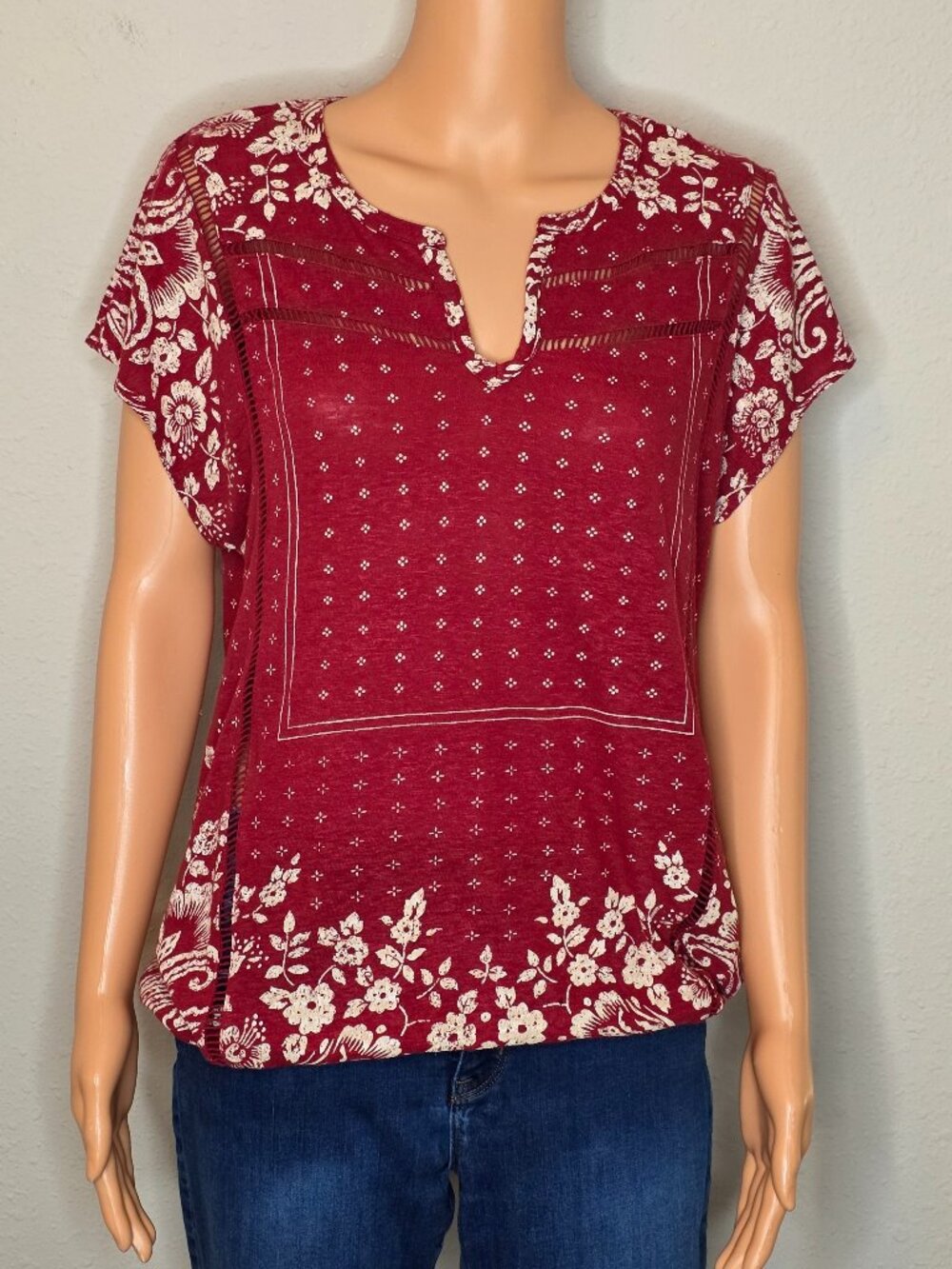 Lucky Brand Short Sleeve Blouse, Size Small